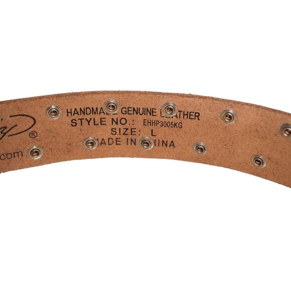 Ed Hardy by Christian Audigier Tattoo Graphic Studded Leather Belt Size L - Picture 8 of 9